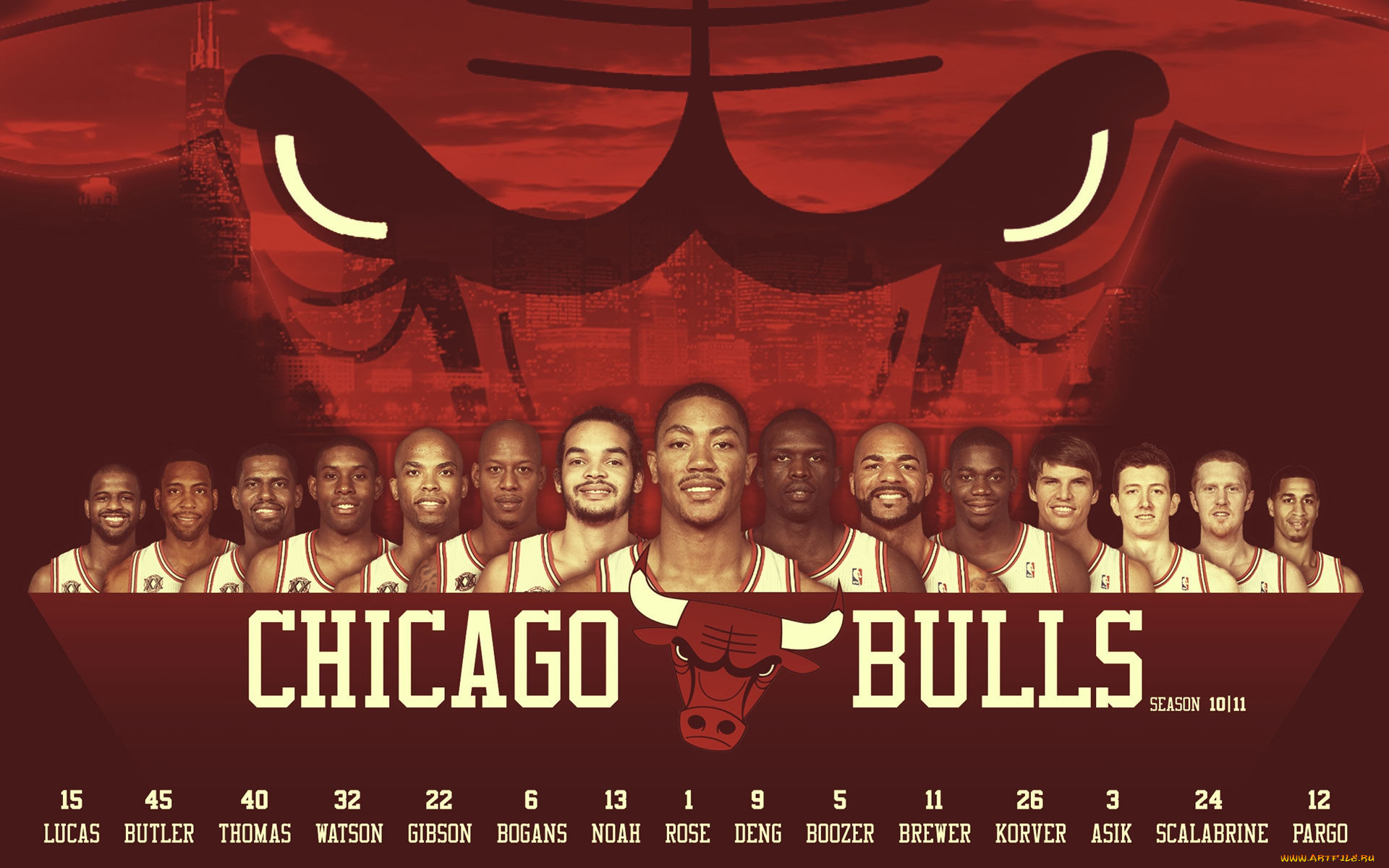 Обои Chicago Bulls 2010-11 Спорт NBA, обои для рабочего стола, фотографии  chicago, bulls, 2010, 11, спорт, nba, 2010-11, клуб, нба Обои для рабочего  стола, скачать обои картинки заставки на рабочий стол.
